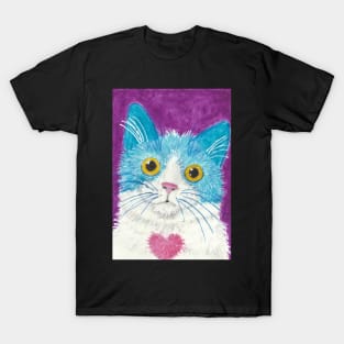 Cute blue cat face art T-Shirt